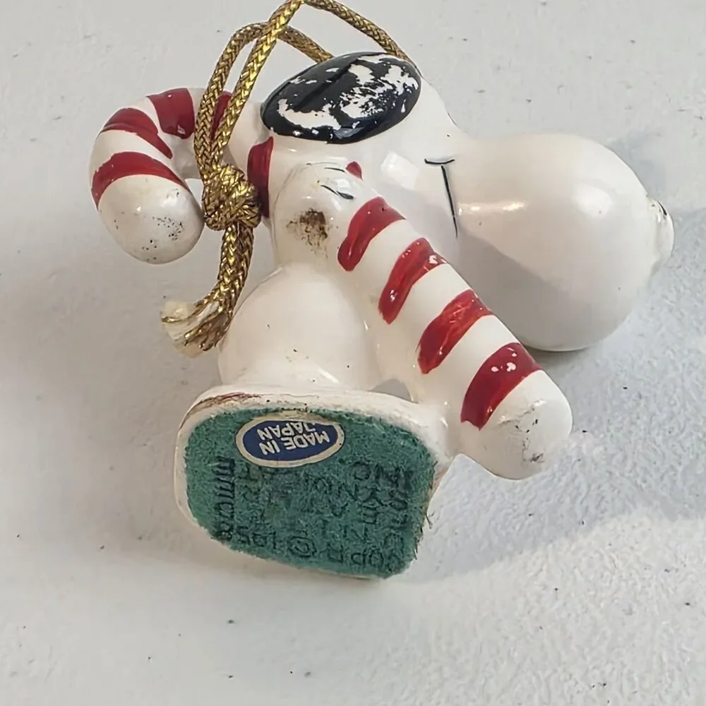 Vintage 1958 Peanuts Snoopy Candy Cane United Feature Syndicated Ornament Japan